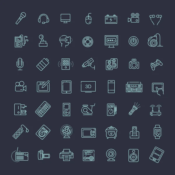 Conjunto de dispositivos y dispositivos inteligentes, equipos informáticos y electrónicos — Vector de stock