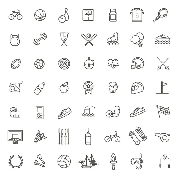 Outline web icon set - sport e fitness — Vettoriale Stock