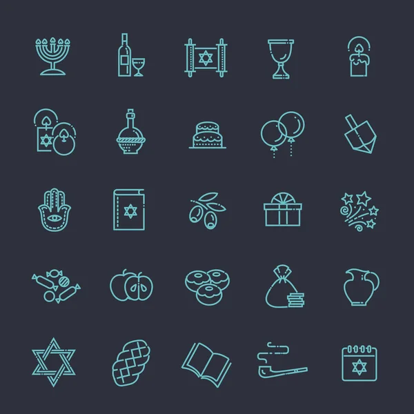 Outline icon collection - Symbols Of Hanukkah — Stock Vector