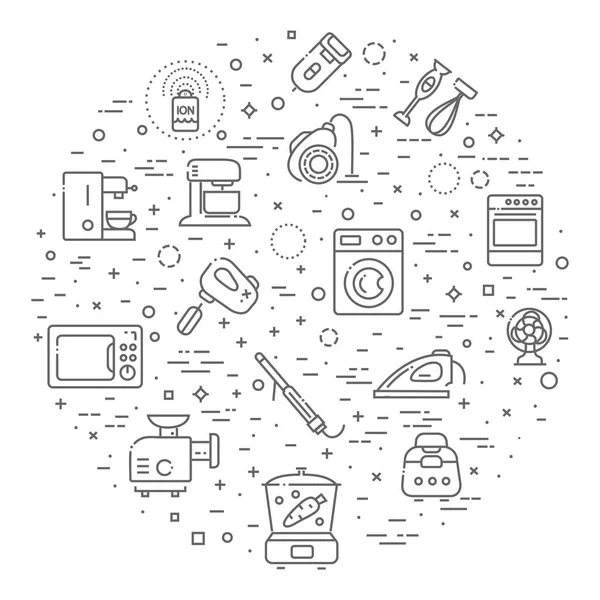 Sbírka ikon obrysů - domácí spotřebiče — Stockový vektor