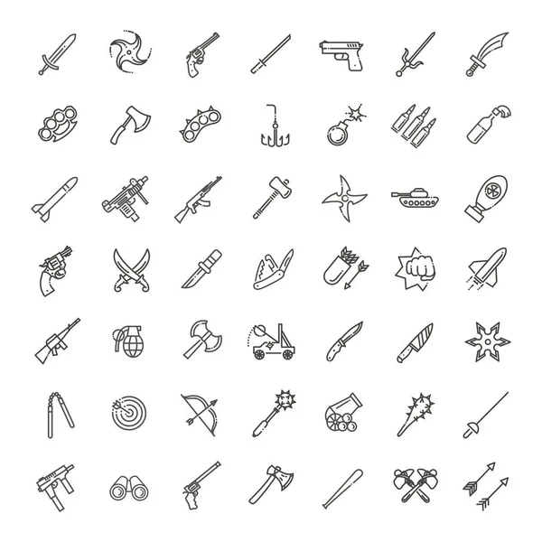 Conjunto de ícones vetoriais de armas, símbolo sólido de braços — Vetor de Stock