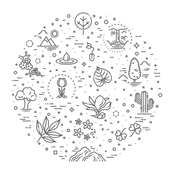 Gran conjunto de iconos naturales — Vector de stock