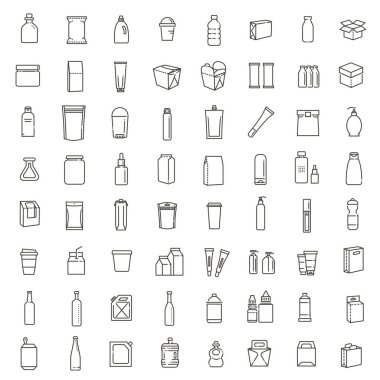 Şişe, ambalaj koleksiyonu - vektör