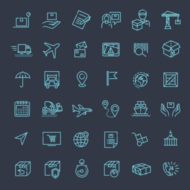 Parsel teslimat hizmeti simge seti.