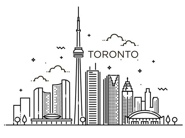 Linear banner of Toronto. Line art. — Stock Vector