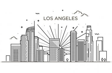 Los Angeles 'ın sancaktarı düz çizgi modasında. Los Angeles şehir çizgisi.