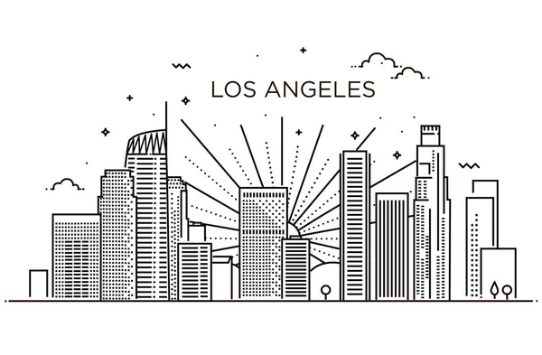 Banner de la ciudad de Los Ángeles en estilo de línea plana de moda. Arte de línea de ciudad de Los Ángeles. — Archivo Imágenes Vectoriales