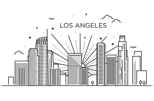 Banner města Los Angeles v rovném módním stylu. Los Angeles city line art. — Stockový vektor