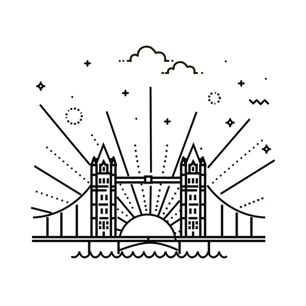Векторна ілюстрація Тауерського мосту Контур піктограм — стоковий вектор