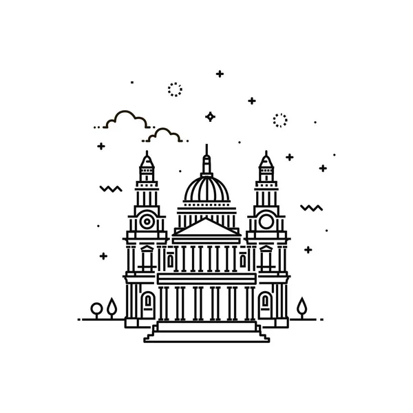 Vector Illustration of St Paul's Cathedral Icon Outline — Stock Vector