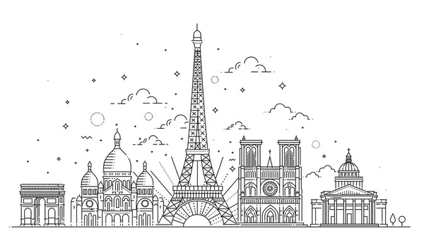 Luoghi di interesse architettonico di Parigi — Vettoriale Stock