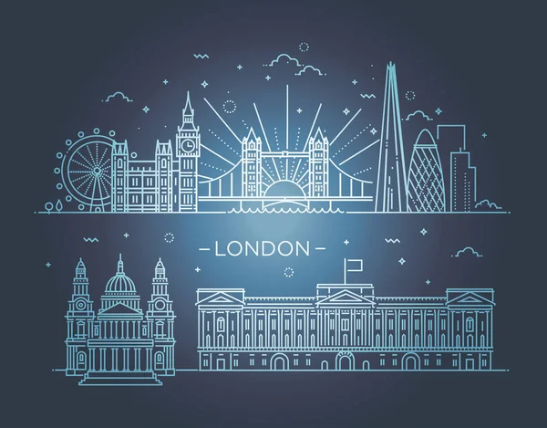 Lineares Banner der Londoner City. — Stockvektor
