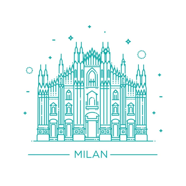 Línea vectorial ilustración de la Catedral de Milán, Milán, Italia . — Vector de stock