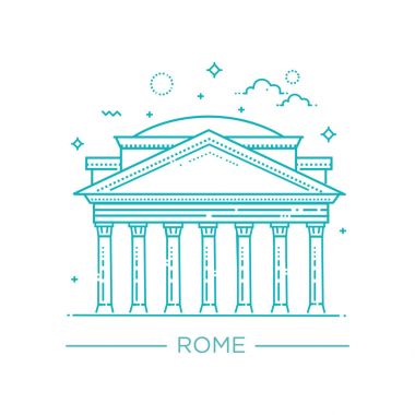 Vektör çizgi çizim Pantheon, Rome, İtalya