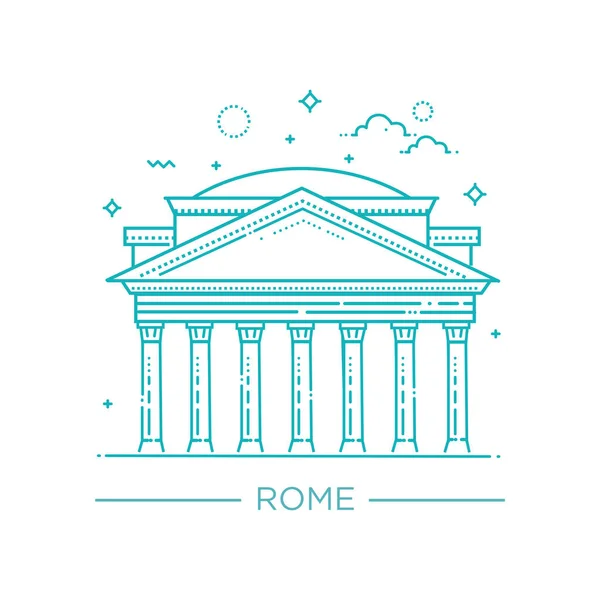 Ilustração de linha vetorial de Pantheon, Roma, Itália —  Vetores de Stock