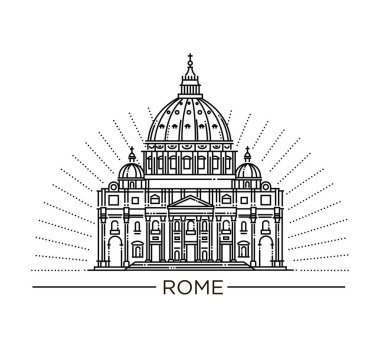 Vektör hat illüstrasyon s'lik St. Peter Bazilikası, Roma, İtalya.