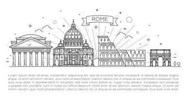 Vatikan Roma İtalya için doğrusal vektör simge. Turistik bir Roma
