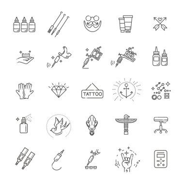 Dövme salonu ana simgesi seti.