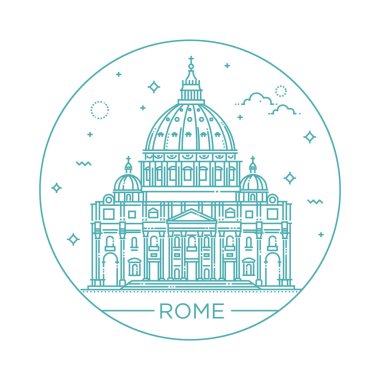 Vektör hat illüstrasyon s'lik St. Peter Bazilikası, Roma, İtalya.