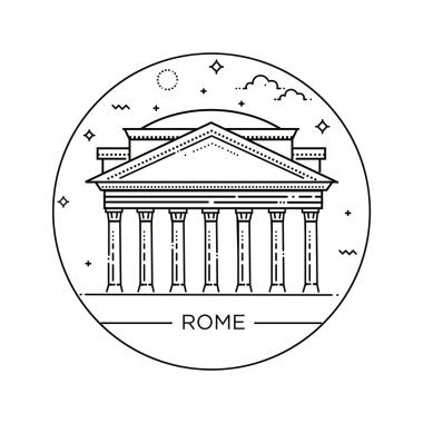 Vektör çizgi çizim Pantheon, Rome, İtalya