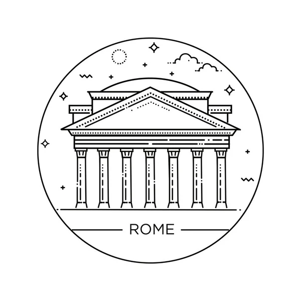 Vector line illustration of Pantheon, Rome, Italy — Stock Vector
