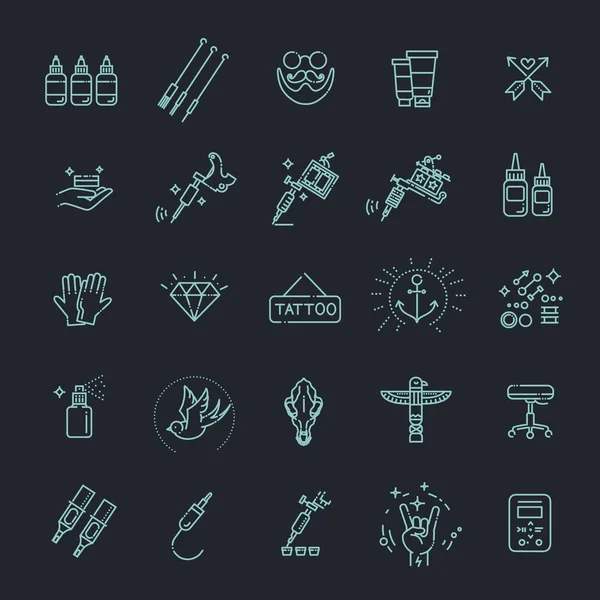 Tattoo salon master icon set. — Stock Vector