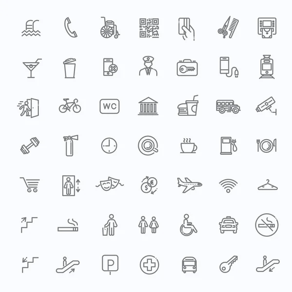 Semplice serie di icone della linea vettoriale correlate alla navigazione pubblica — Vettoriale Stock