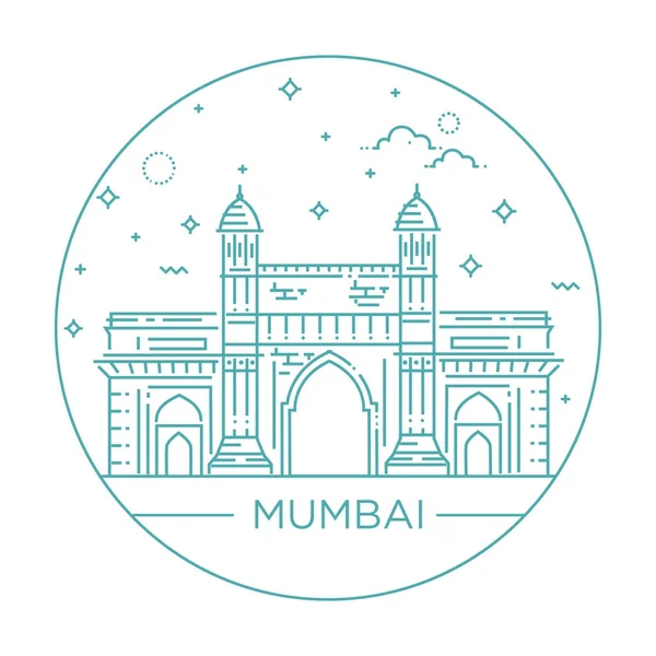 Poort manier van India Mumbai illustratie — Stockvector