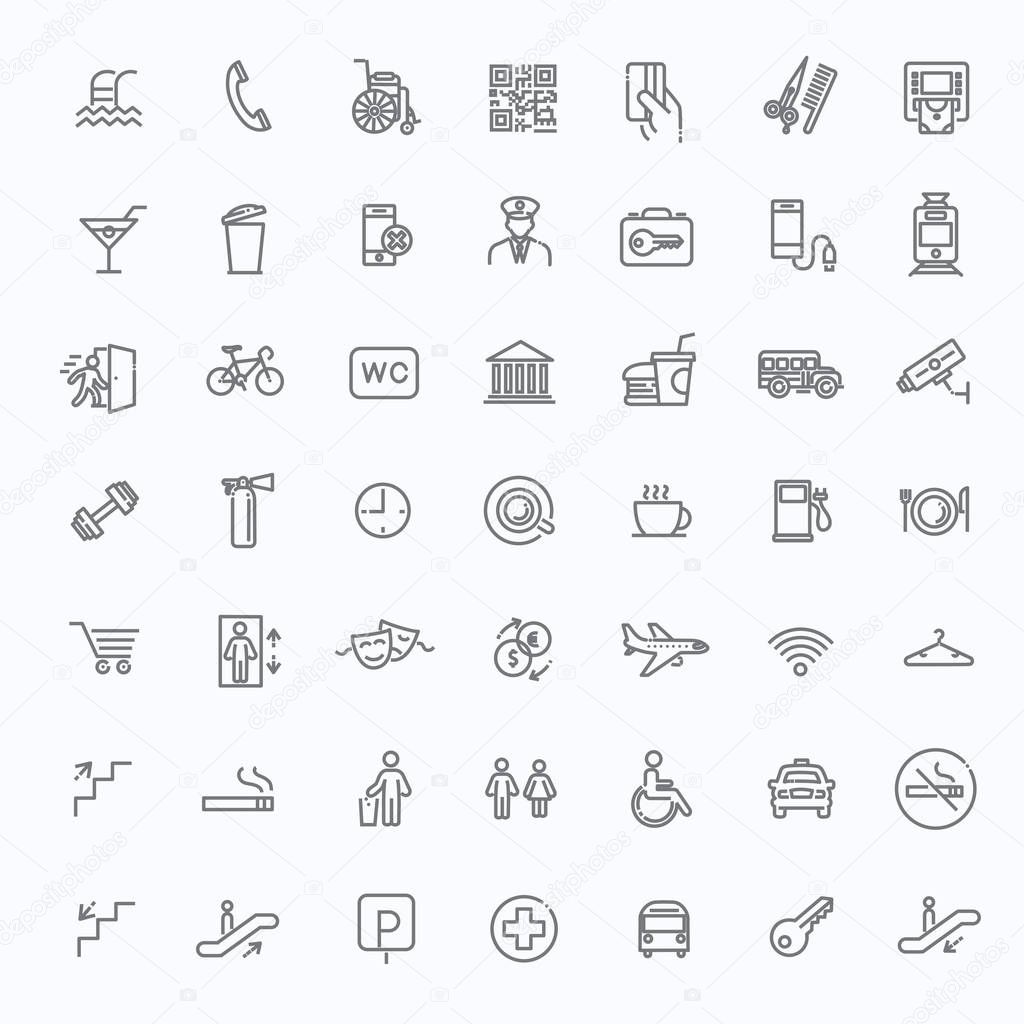 Simple Set of Public Navigation Related Vector Line Icons