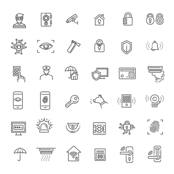 Conjunto simple de iconos de línea vectorial relacionados con la seguridad del hogar — Archivo Imágenes Vectoriales