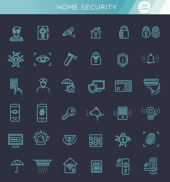 Conjunto simples de ícones de linha de vetores relacionados à segurança doméstica —  Vetores de Stock