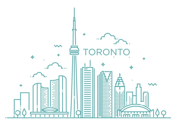 Linear banner of Toronto. Line art. — Stock Vector