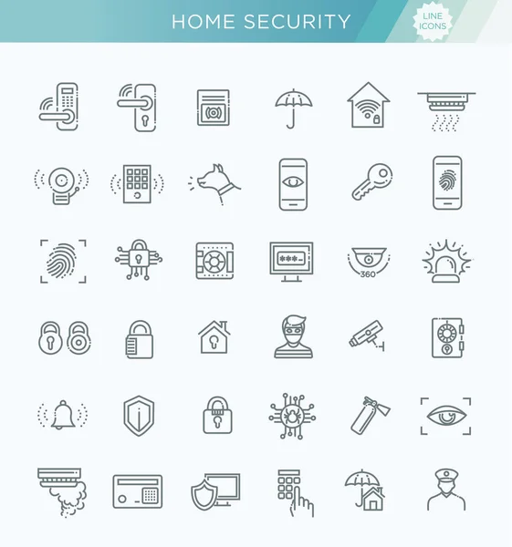 Conjunto simple de iconos de línea vectorial relacionados con la seguridad del hogar — Archivo Imágenes Vectoriales