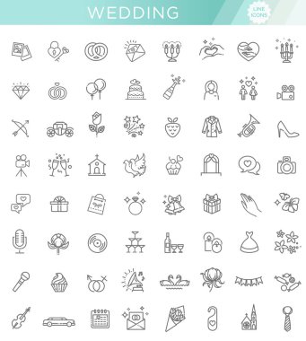 Düğün anahat web Icon set