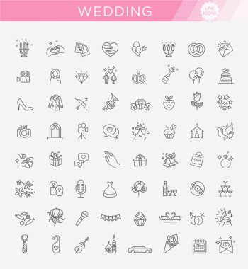 Düğün anahat web Icon set