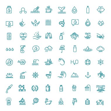 Su ikonu ince çizgi şeklinde ayarlandı. Vektör simgesi.