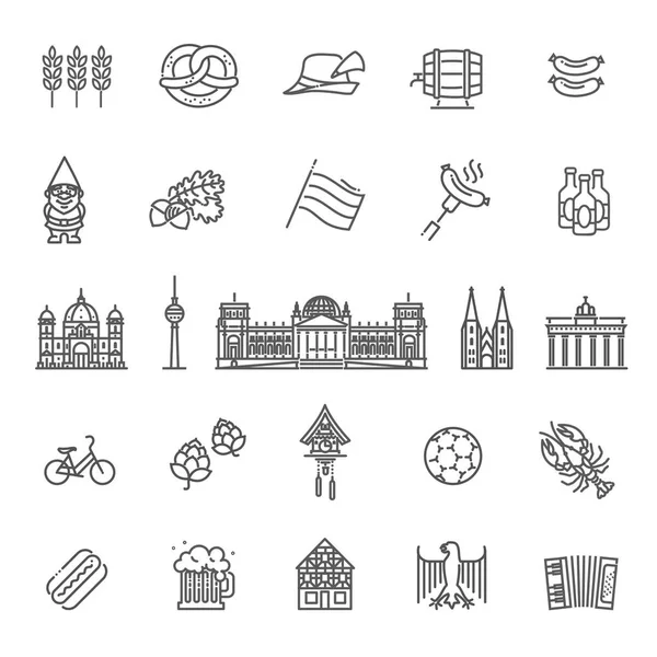 Hagyományos szimbólumok, a kultúra, az építészet és a konyhát, Németország — Stock Vector