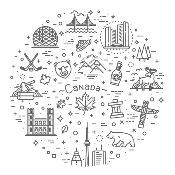 Viajes Canadá objetos tradicionales — Vector de stock