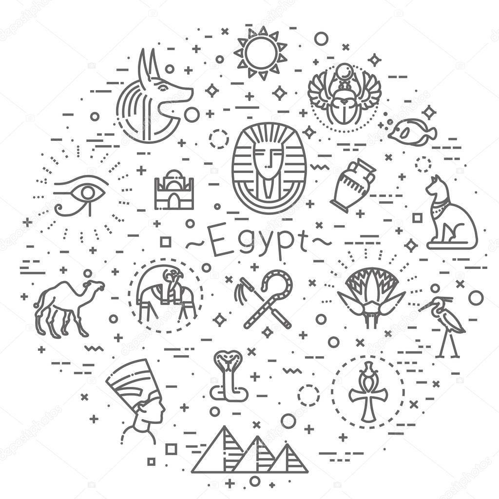 Egypt icons and design elements isolated.