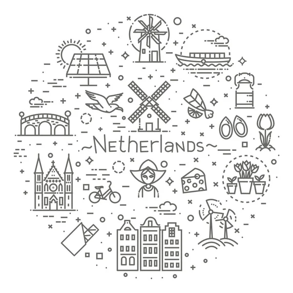 Holanda conjunto de iconos planos — Archivo Imágenes Vectoriales