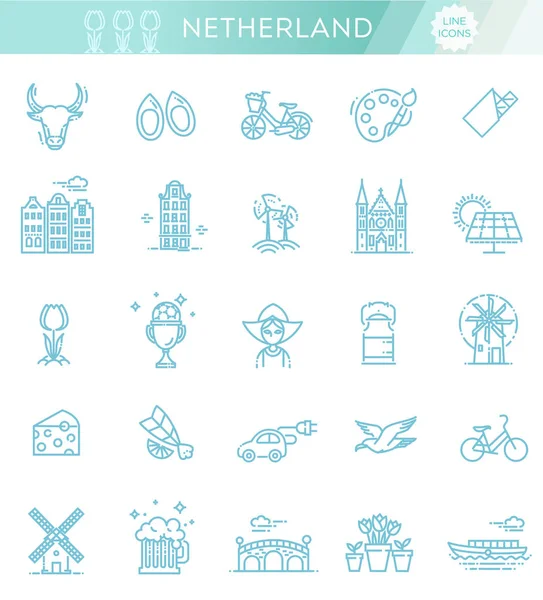 Holanda conjunto de iconos planos — Vector de stock