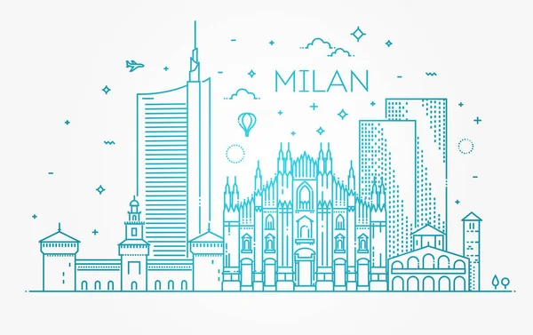 Banner lineal de la ciudad de Milán — Vector de stock