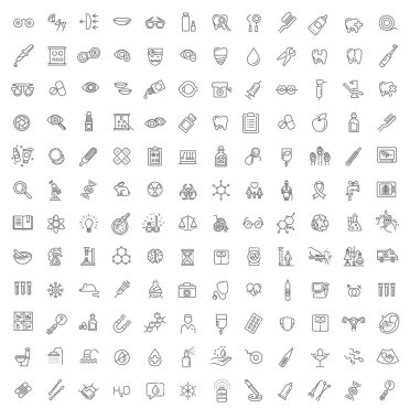 Satır tıp konseptlerin, Icons set