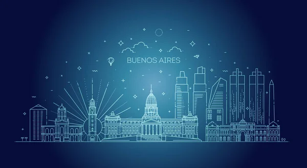Buenos Aires silueti, Arjantin — Stok Vektör