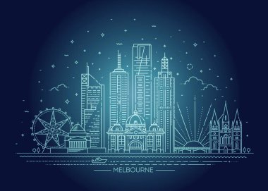 Melbourne Avustralya Şehri Skyline