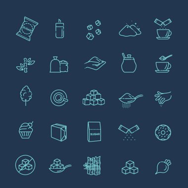 İnce çizgi stilinde şeker Icon set
