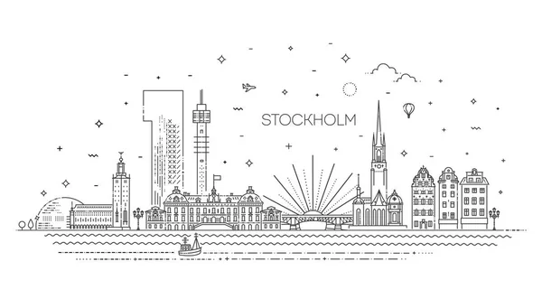 Linia lotnicza Sztokholm z panoramą — Wektor stockowy