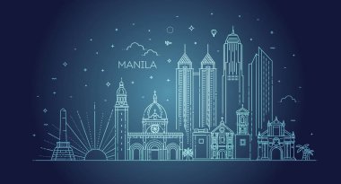 Manila Filipinler vektörü Şehir Skyline.