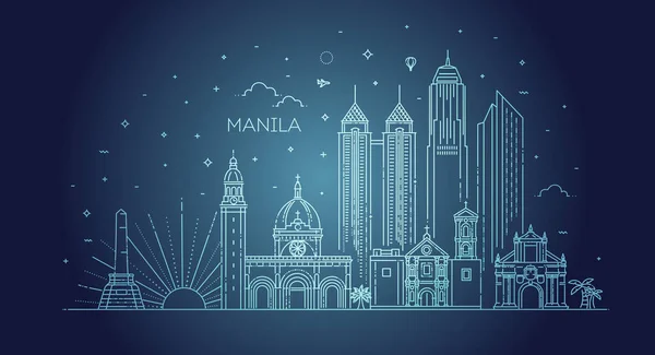 Manila Filipinas vetor Cidade Skyline . —  Vetores de Stock