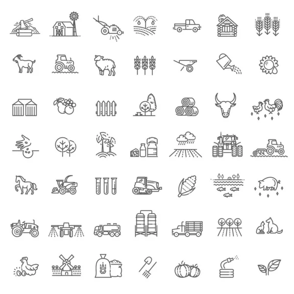 Set of Agriculture and Farming Line Icons — Stock Vector